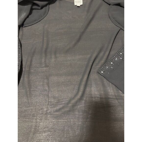 R&M Richards Jacket Tank Set 32W Black Sequins Trim Sheer Sleeves Holiday Party - Picture 12 of 13